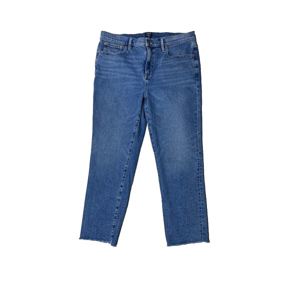 J.Crew Jeans Womens 32 Blue High Rise Essential Straight Crop Frayed Hem (35x26) - Picture 1 of 10